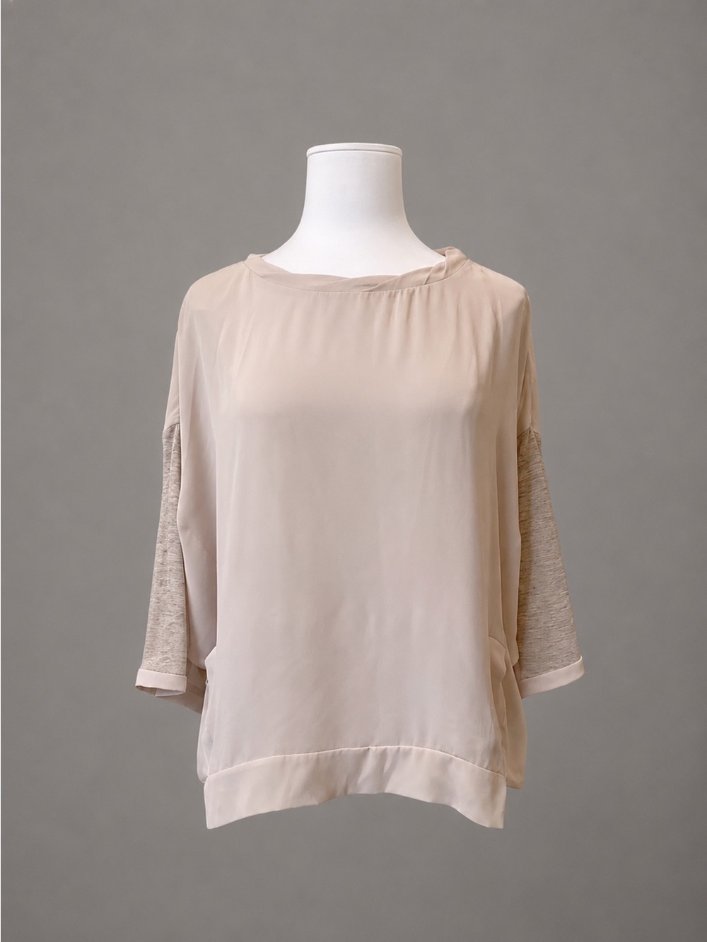 Fab’rik L Beige Multi Media Dolman Sleeve 2 Pocket Blouse